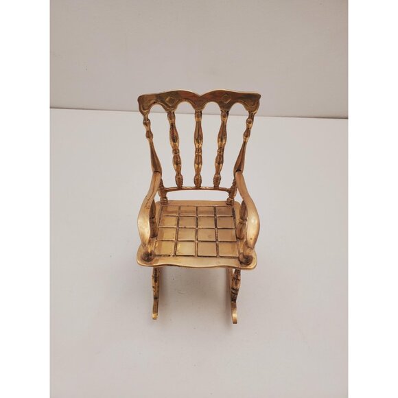 Decorative Vintage Brass Rocking Chair, Accent Piece, Doll Rocker - Decorative - Picture 2 of 10